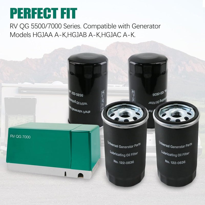 PACEWALKER 4PCS 122-0836 Oil Filter Fit for Onan RV QG Generators 5500 7000 Series HGJAA HGJAB HGJAC Replaces OE 01220836 B7238 LF16165 - Image 5